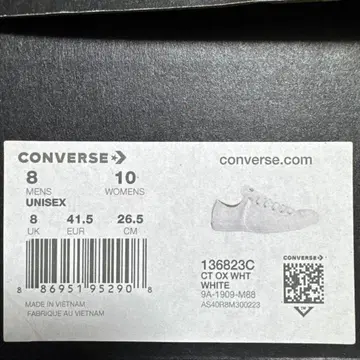 일본 미발매 USA CONVERSE CT OX WHT 화이트 가죽