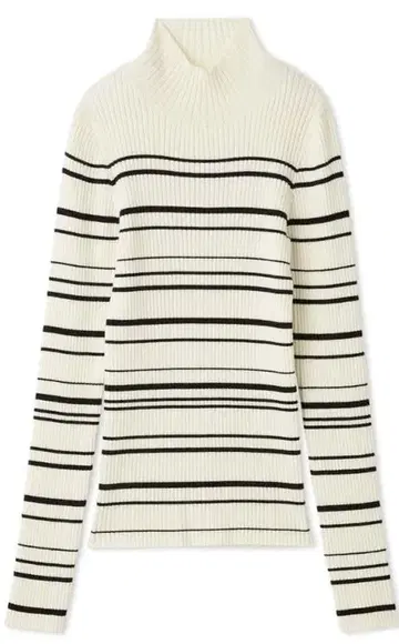 새상품급 울 실크 리브 니트 하이넥 풀오버