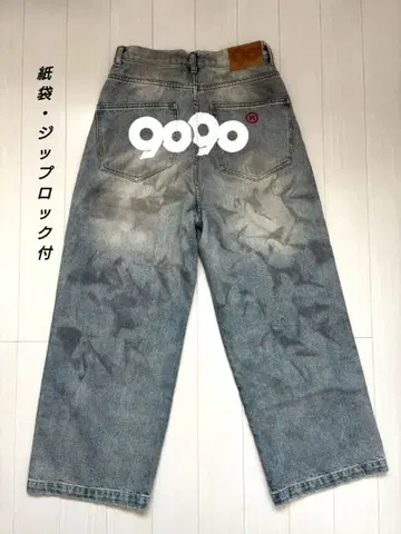 9090 데님 팬츠 M 새상품 미사용 종이 봉투, 지퍼락 포함