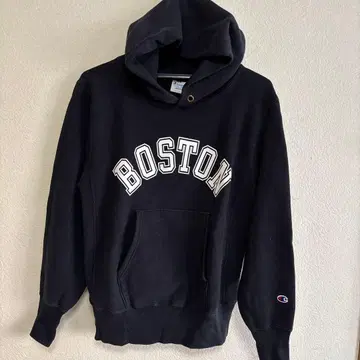 Champion BOSTON 프린트 리버스 위브 후드티 M 블랙