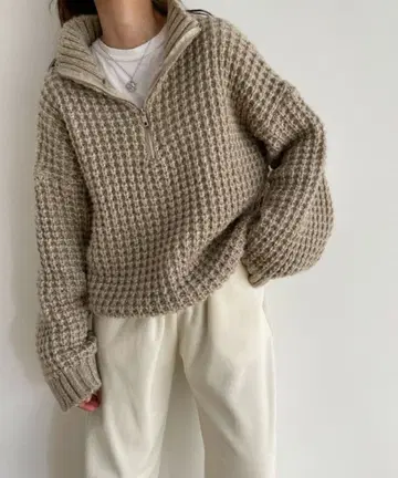 CANALJEAN El mar 와플 니트 하프 지퍼 니트