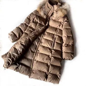 새상품급 IENA 이에나 롱 다운 코트 38 베이지 A라인 퍼