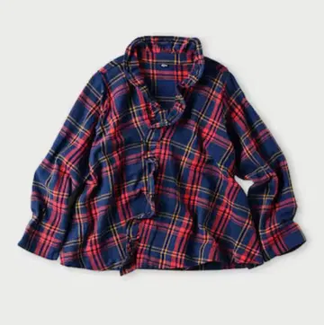 [ 정가 45,100엔 ] 45R 인도넬 타탄 체크 프릴 카슈쿨 블라우스