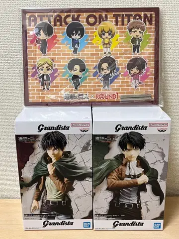 진격의 거인 엘렌 리바이 피규어 라운드 원 한정판 아크릴 보드 포함