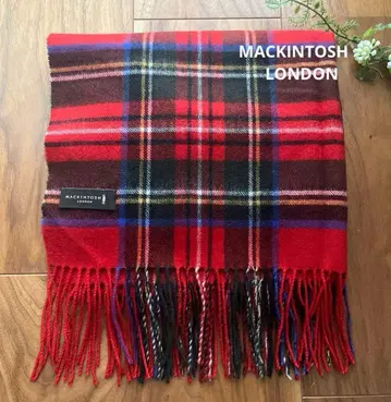 MACKINTOSH LONDON 캐시미어 머플러 체크 무늬 레드