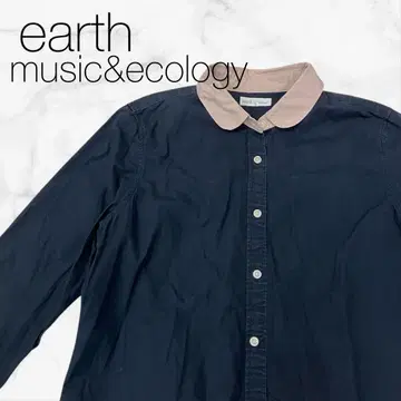 [ 어스 뮤직 앤 이콜로지 ] 상의 셔츠 블라우스 긴팔 블랙 옷깃 포함