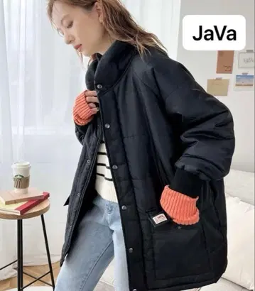 자바 클래식 엘프 볼륨 충전솜 다운 자켓 블랙