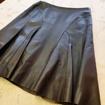 천연 가죽 스커트 브라운 13