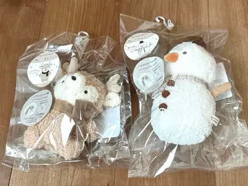 모리노 링크 봉제 인형 딸랑이 2개 세트 크리스마스 눈사람 루돌프