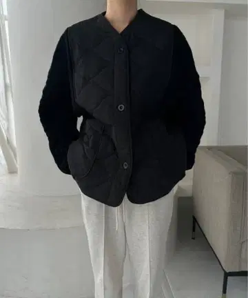 블랙 퀼팅 자켓