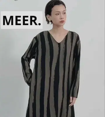 [ MEER. ] 스트라이프 긴팔 롱 티셔츠 원피스