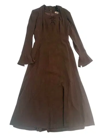 MARIAN MARSH 롱 원피스 9호 브라운 일본제 벨 슬리브