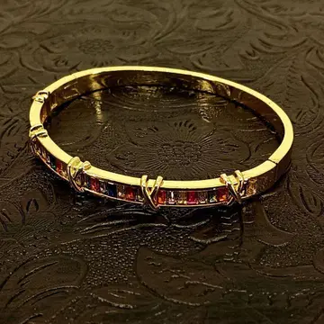 빈티지 지르코니아 금 골드 컬러풀 오픈 뱅글