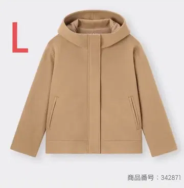 GU 지유 니트 멜톤 숏 후디 코트 베이지 L 사이즈