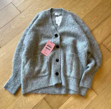 미사용 그린 라벨 릴랙싱 깔끔 알파카 가디건 라이트 그레이 가디건