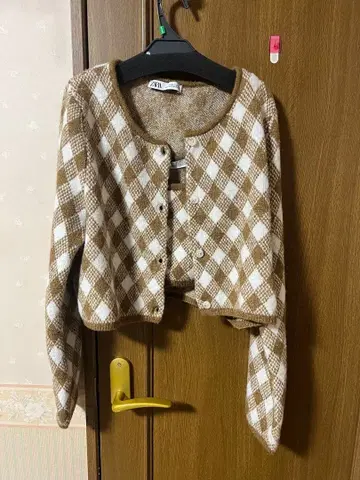 ZARA 체크 무늬 가디건 세트