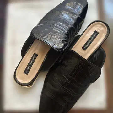 파비오 루스코니 가죽 골드 힐 샌들 36