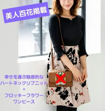 [ 새상품 ] 리브 니트 x 플라워 원피스 미인백화 게재 토코 클로젯