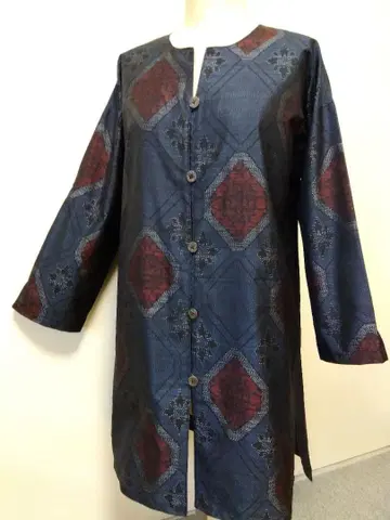 오시마 명주 기모노 리메이크 - * - 프론트 오픈 롱 튜닉 or 코트