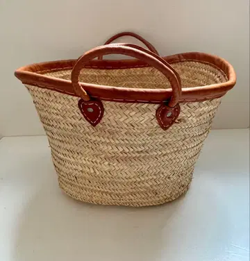 모로코 마르쉐 가죽 테두리 바스켓백 새상품