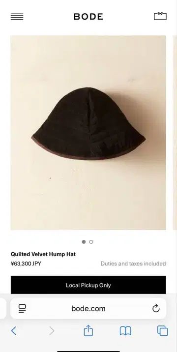 주말 한정판 Bode 퀼팅 벨벳 햇