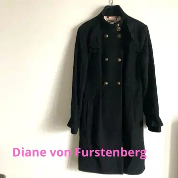 새상품 다이앤 폰 파스텐버그 롱 코트 플레어 블랙 울 8