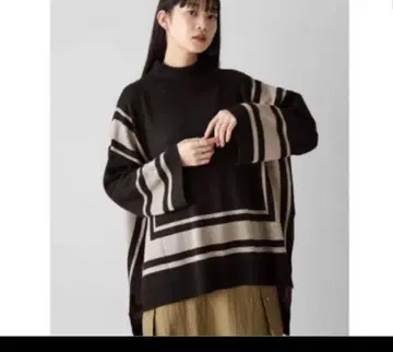 새상품 야마다야 라디에이트 스퀘어 니트 오버 사이즈 다크 브라운