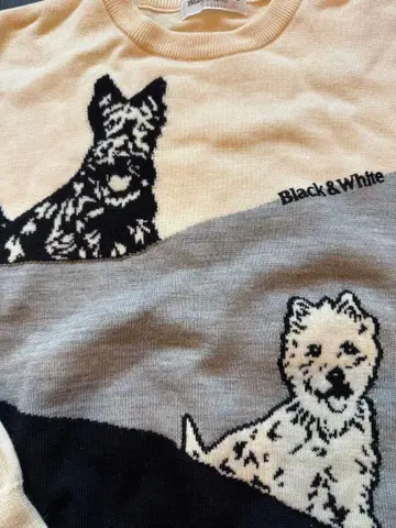 강아지 디자인 스웨터 크림 그레이 블랙