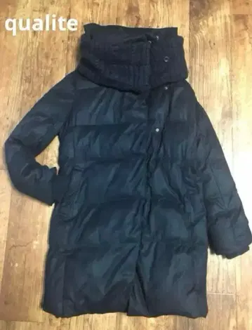 qualite 네이비 롱 다운 코트