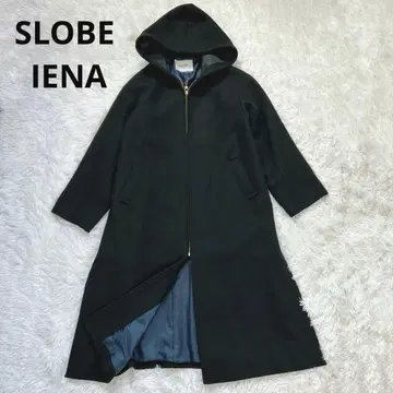 컨디션 최상 슬로브 이에나 해밀턴 롱 코트 A라인 울 후드 블랙