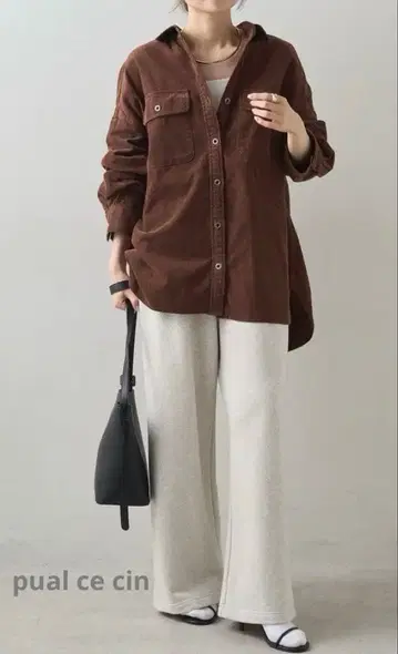 PUAL CE CIN (퓨어세신) 코듀로이 CPO 셔츠 브라운