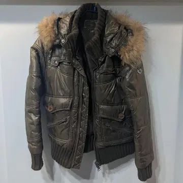 291295=HOMME 탈부착 퍼 후드 다운 자켓 브라운