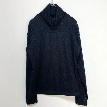 터틀넥 레이스 꽃무늬 시스루 블랙 프리 사이즈 엘레강트 모드