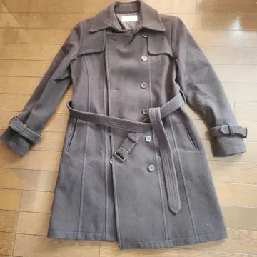 NUEVIS 그레이 울 피 코트 벨트 포함