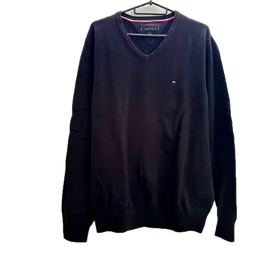 [ L 사이즈 ] 타미힐피거 남성용 긴팔 V넥 스웨터 니트 블랙