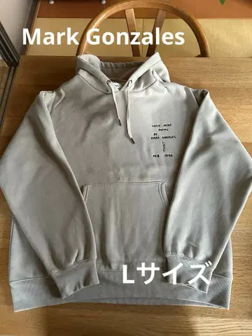 마크곤잘레스 두꺼운 원단 후드티 남성용 L 사이즈 베이지 백프린트