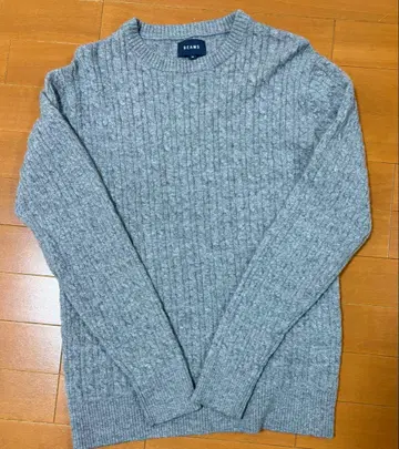 빔즈 캐시미어 100 케이블 짜임 스웨터 크루넥 남성용 M 그레이