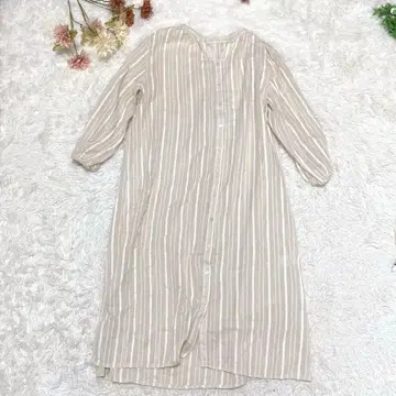 s.1399 노카라 셔츠 원피스 스트라이프 코튼 100% M