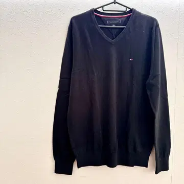 [ M 사이즈 ] 타미힐피거 남성용 긴팔 V넥 스웨터 니트 블랙