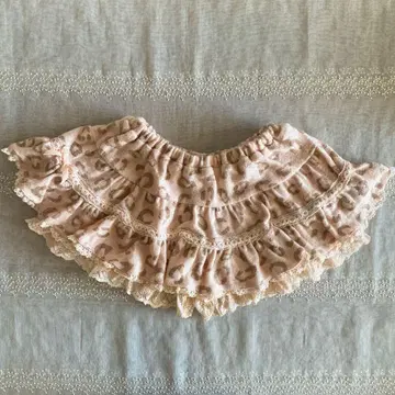 LIZ LISA 치마바지 미니 스커트 프릴 기모 레오파드 무늬 핑크