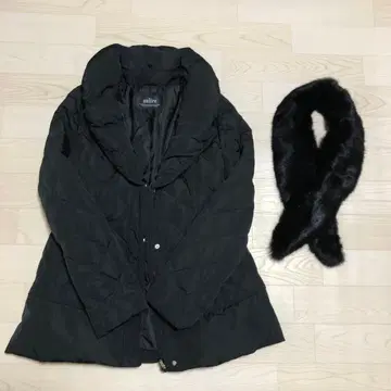 사리아 다운 자켓 블랙 퍼 포함