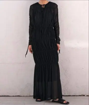 시어 개더 드레스 블랙 포멀 드레스 2차 모임 드레스