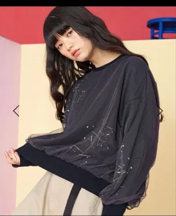 니코앤드 2WAY 튤 페인트 풀오버