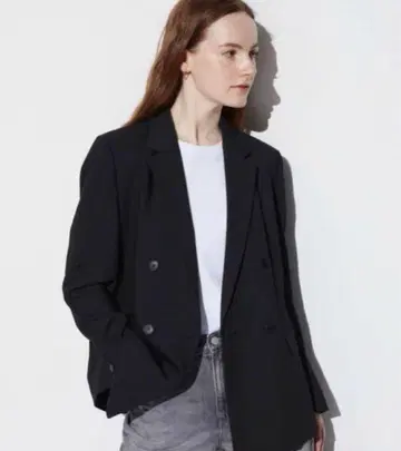 [ 새상품급 ] 유니클로 더블 자켓 턱 와이드 팬츠 정장 세트