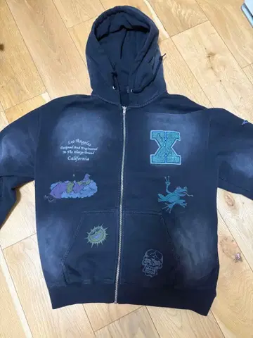 X-Large 지퍼 후드티 블랙