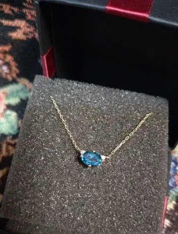 런던 블루 토파즈 목걸이 다이아몬드 k10