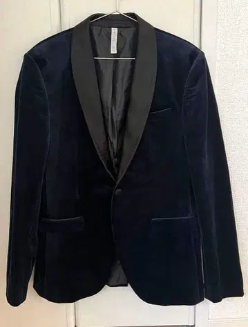 ZARA 자라멘 테일러드 벨로아 자켓 네이비 L 사이즈