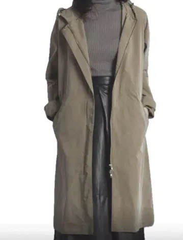 메종 드 베이지 롱 코트 아우터 모즈 M 카키 마운틴