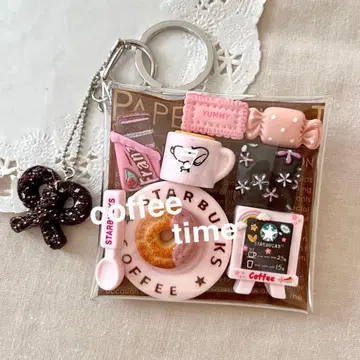 가챠 파우치 커피 타임 도넛 다크 브라운 스위트 핑크