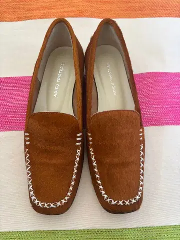 ADIEU TRISTESSE 모카신 로퍼 레더 헤어카프 23cm